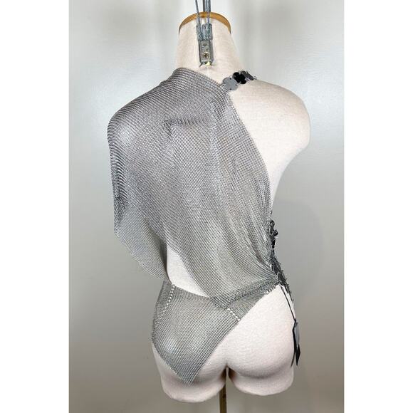 Fannie Schiavoni Scale and Mesh Chainmail Sheer Wrap Top Size Large - Picture 8 of 10